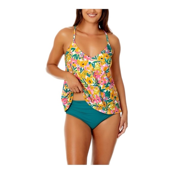 Anne Cole Women's Easy Triangle Tankini Swim Top Size 32C /34B Sunshine Floral - Picture 2 of 16